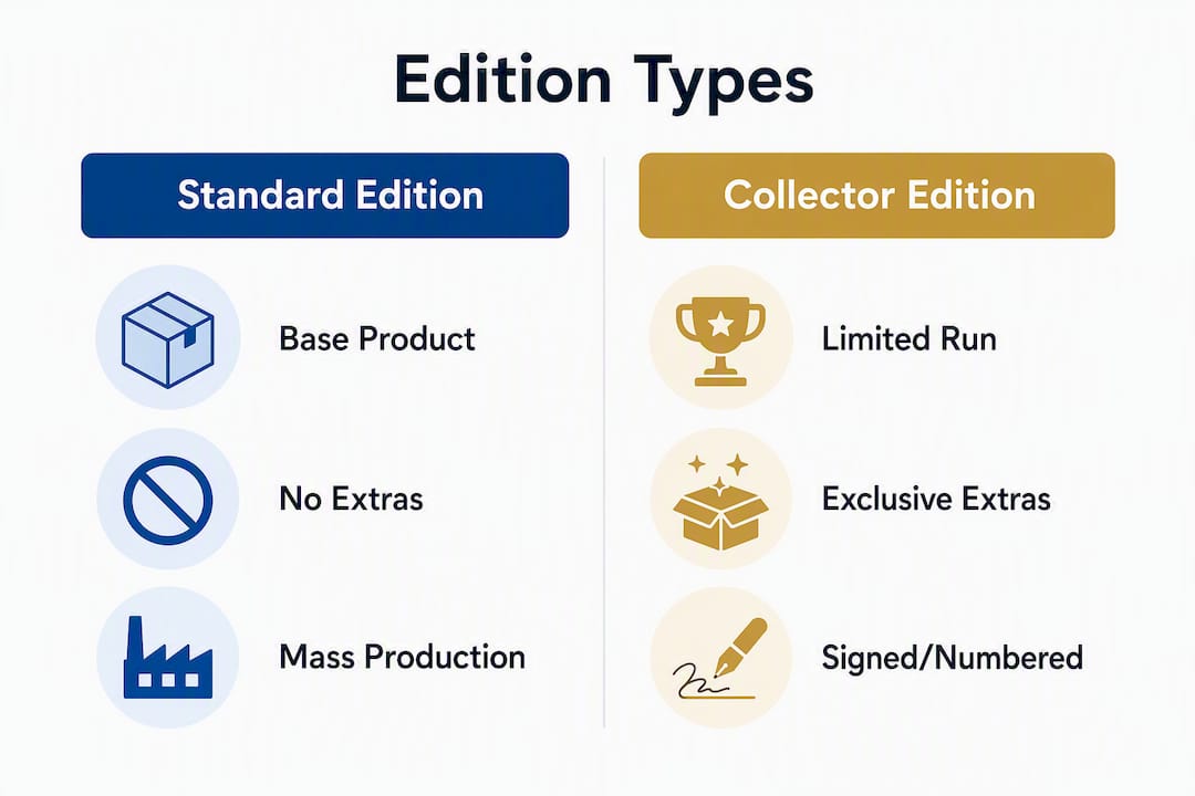 Infographic comparing standard and collector editions