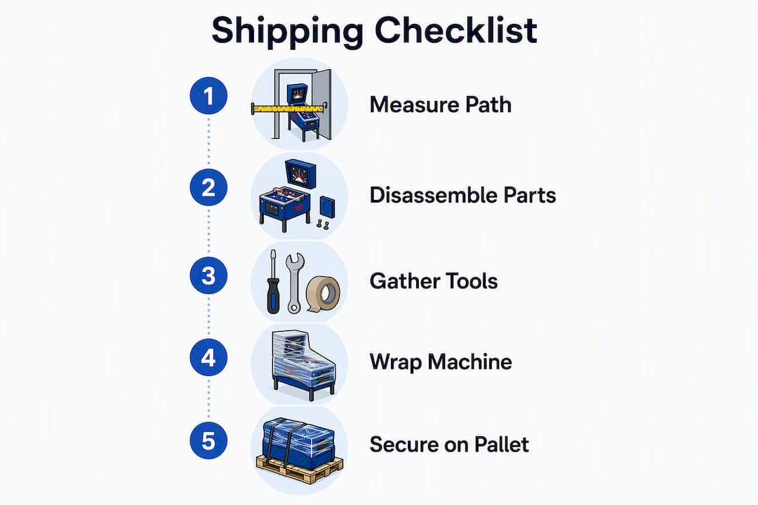 Infographic showing pinball shipping steps