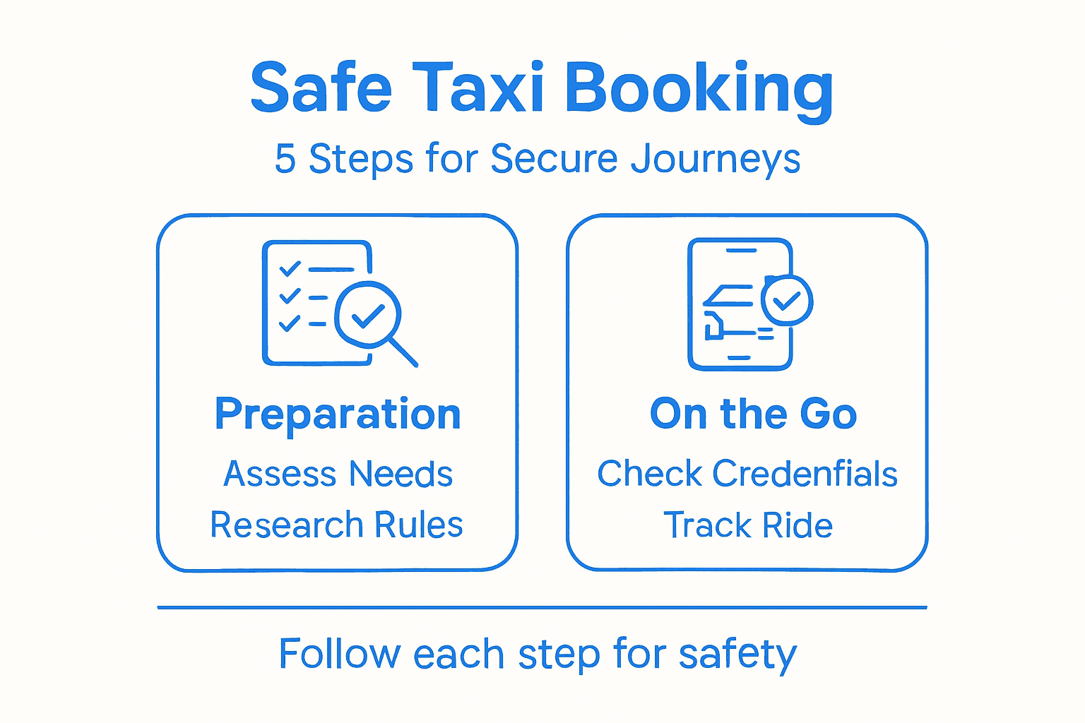 Infographic outlining 5 safe taxi steps