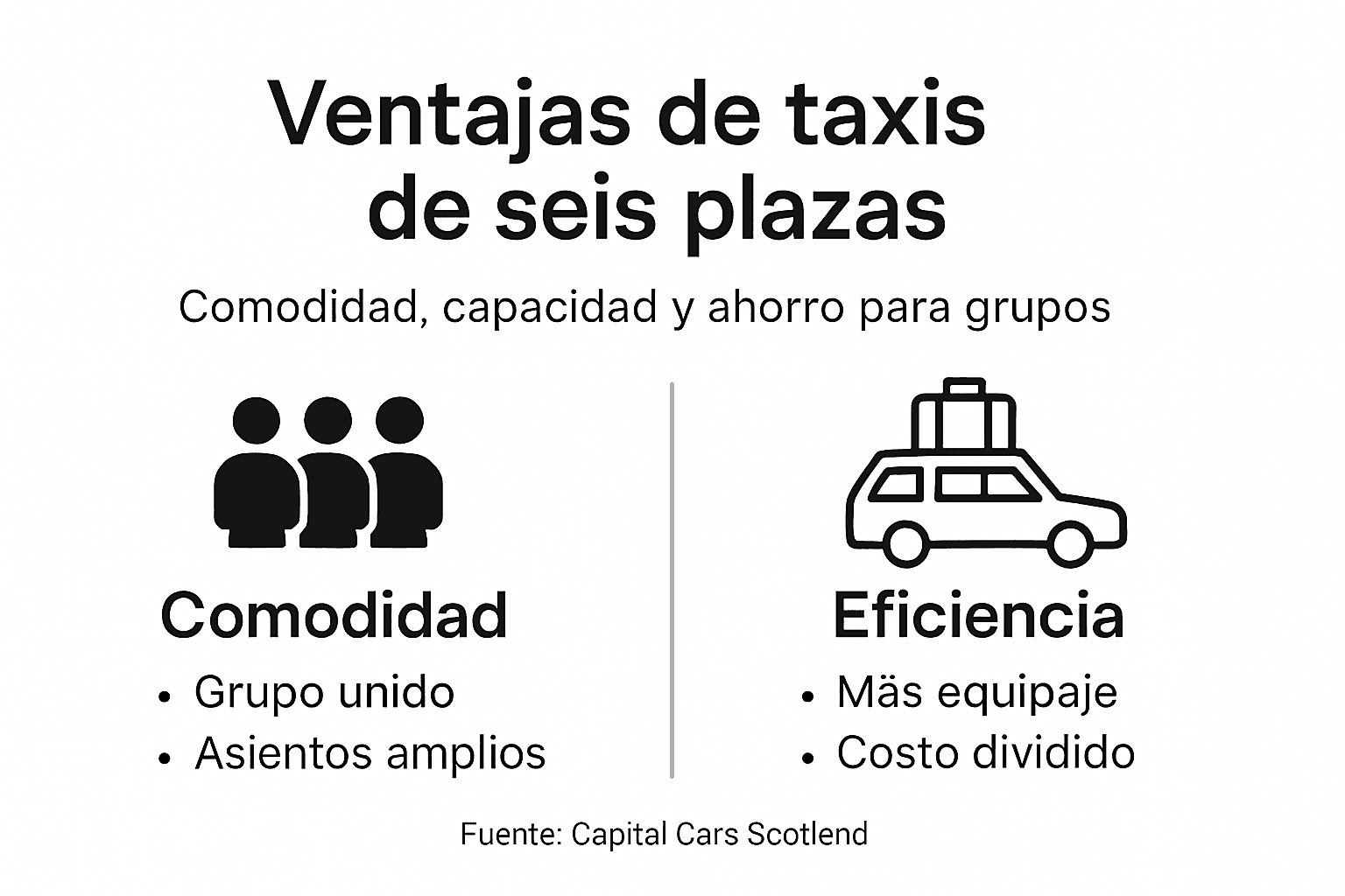 Infografía: razones para elegir un taxi de seis plazas cuando viajas en grupo