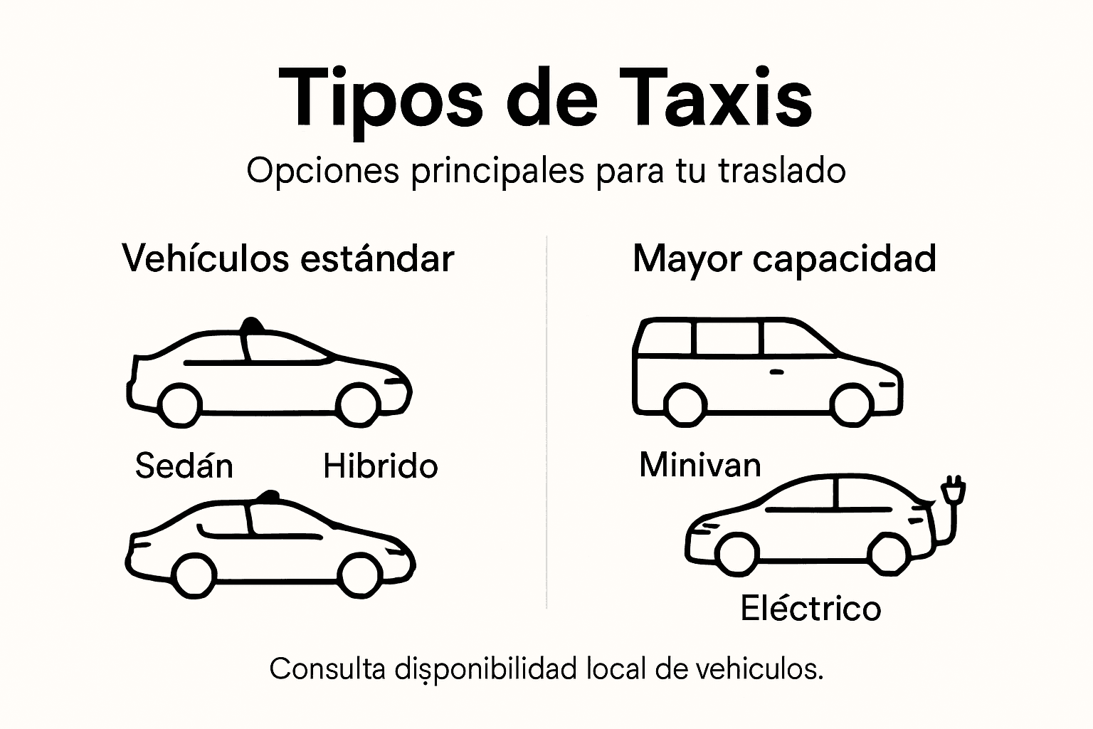 Guía visual sobre los tipos de taxis más comunes