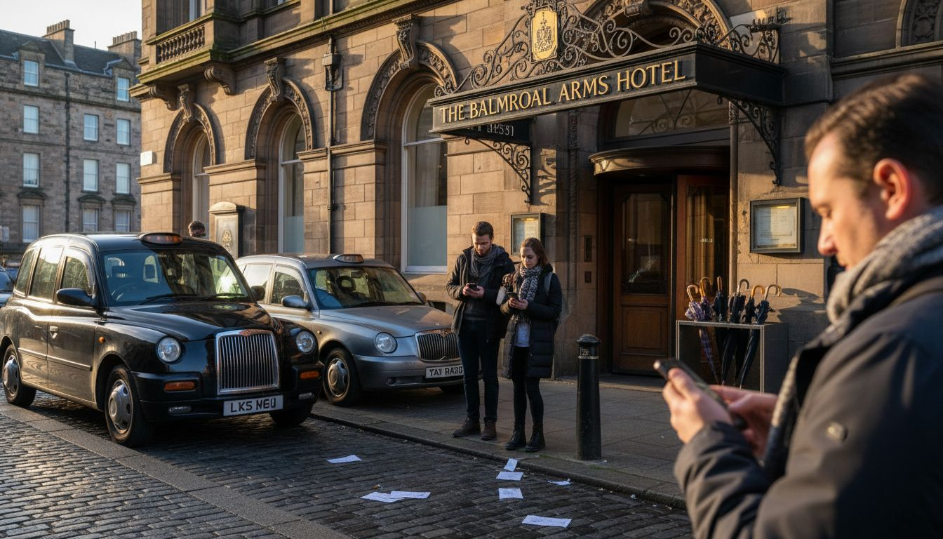 Viajeros eligiendo el mejor taxi en Edimburgo