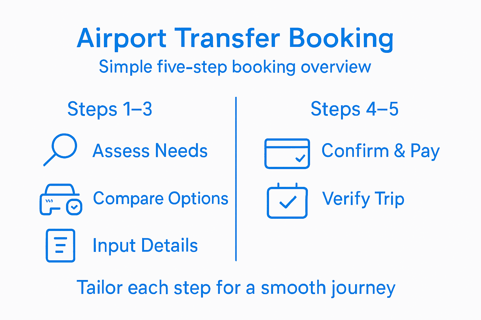Infographic showing five airport transfer booking steps