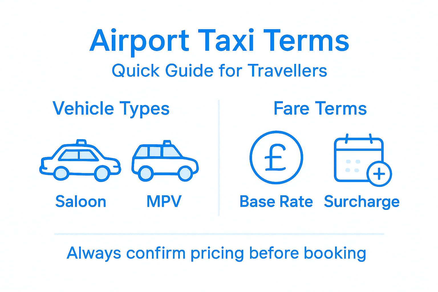 Infographic with main airport taxi terms