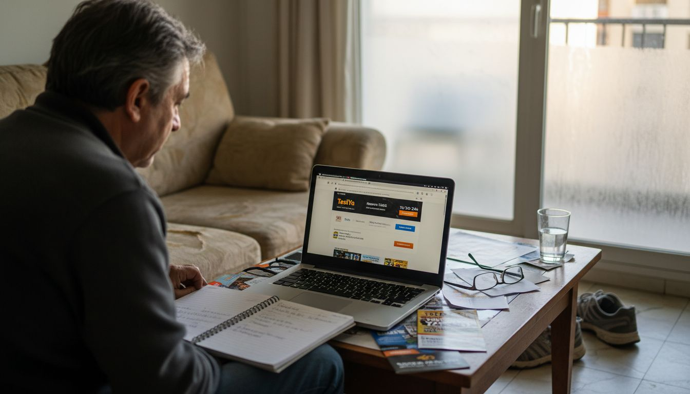 Hombre evaluando diferentes alternativas para pedir un taxi