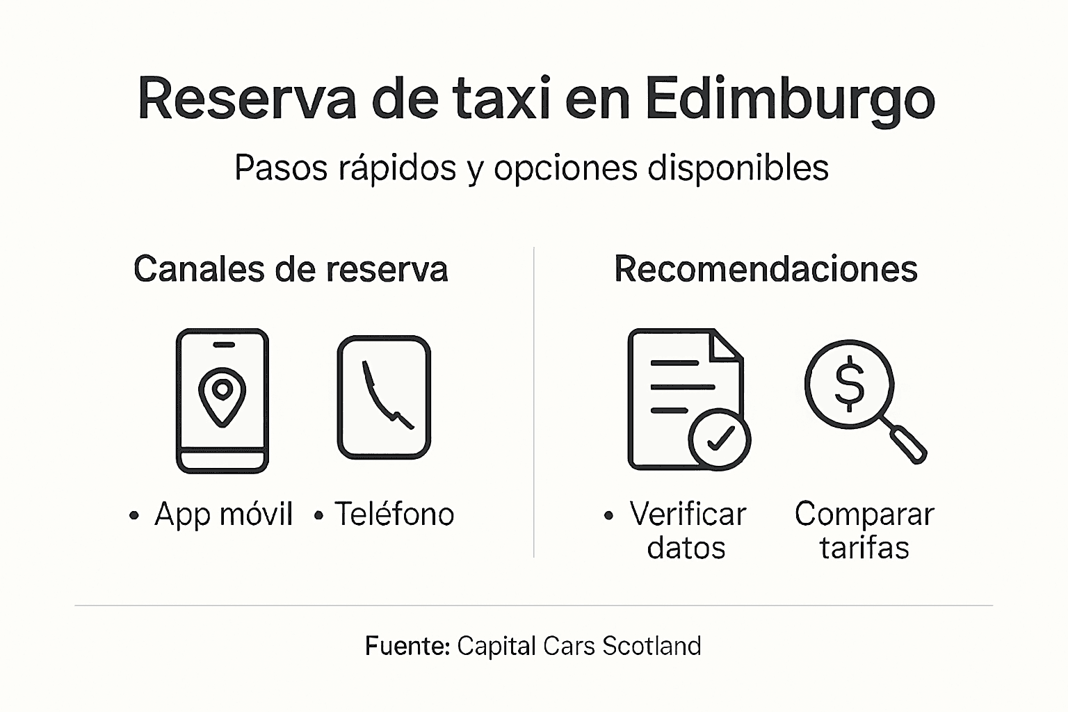 Guía visual sobre las diferentes formas de reservar un taxi