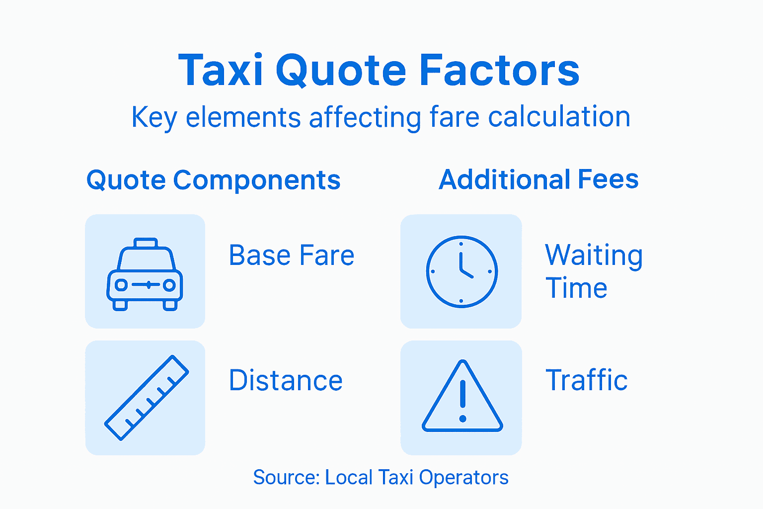 Infographic showing taxi quote cost factors