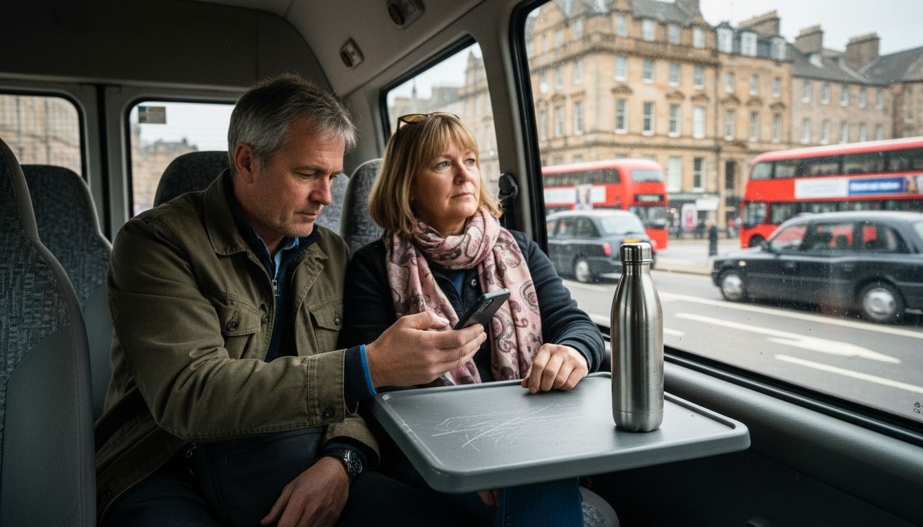 Passengers riding inside Edinburgh shuttle van