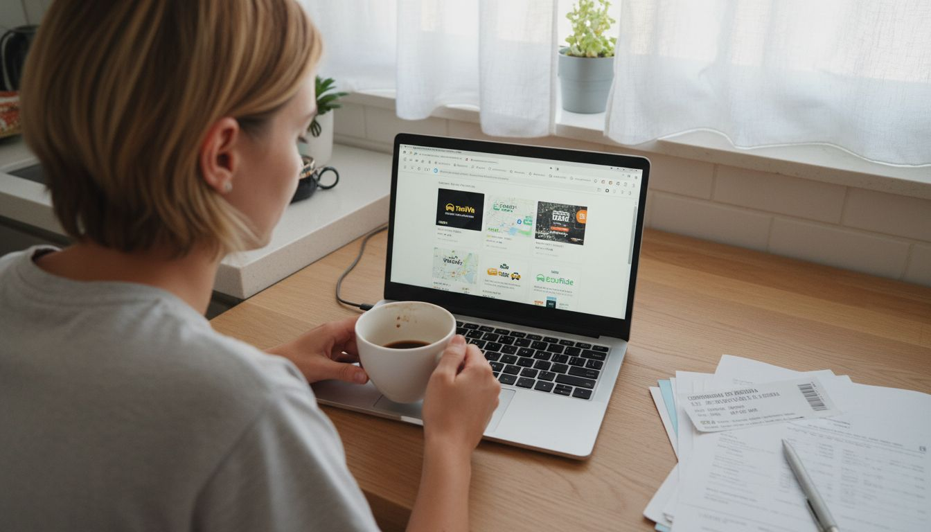 Una mujer revisa las condiciones de cancelación desde su portátil.