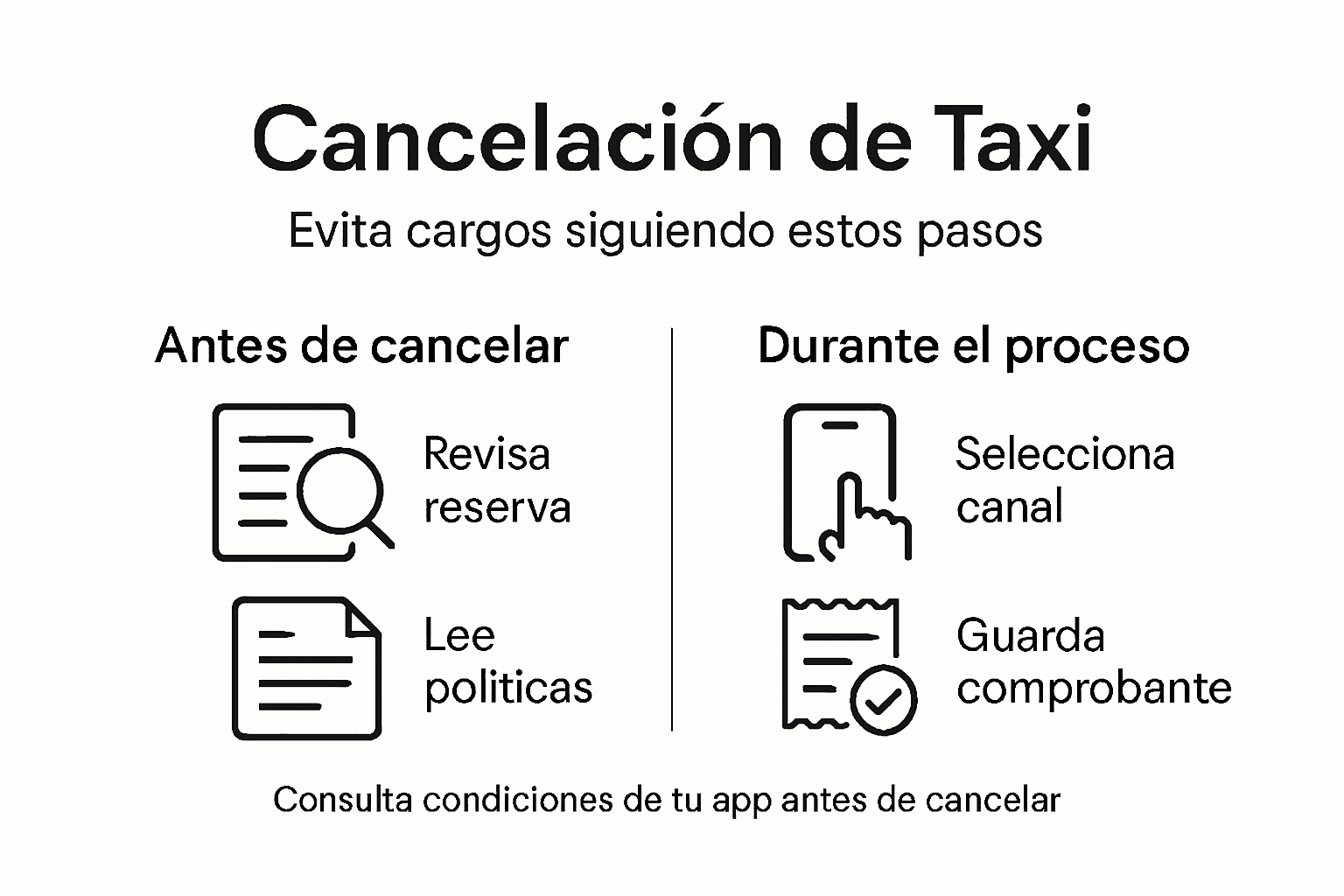 Guía visual: cómo anular una reserva de taxi paso a paso