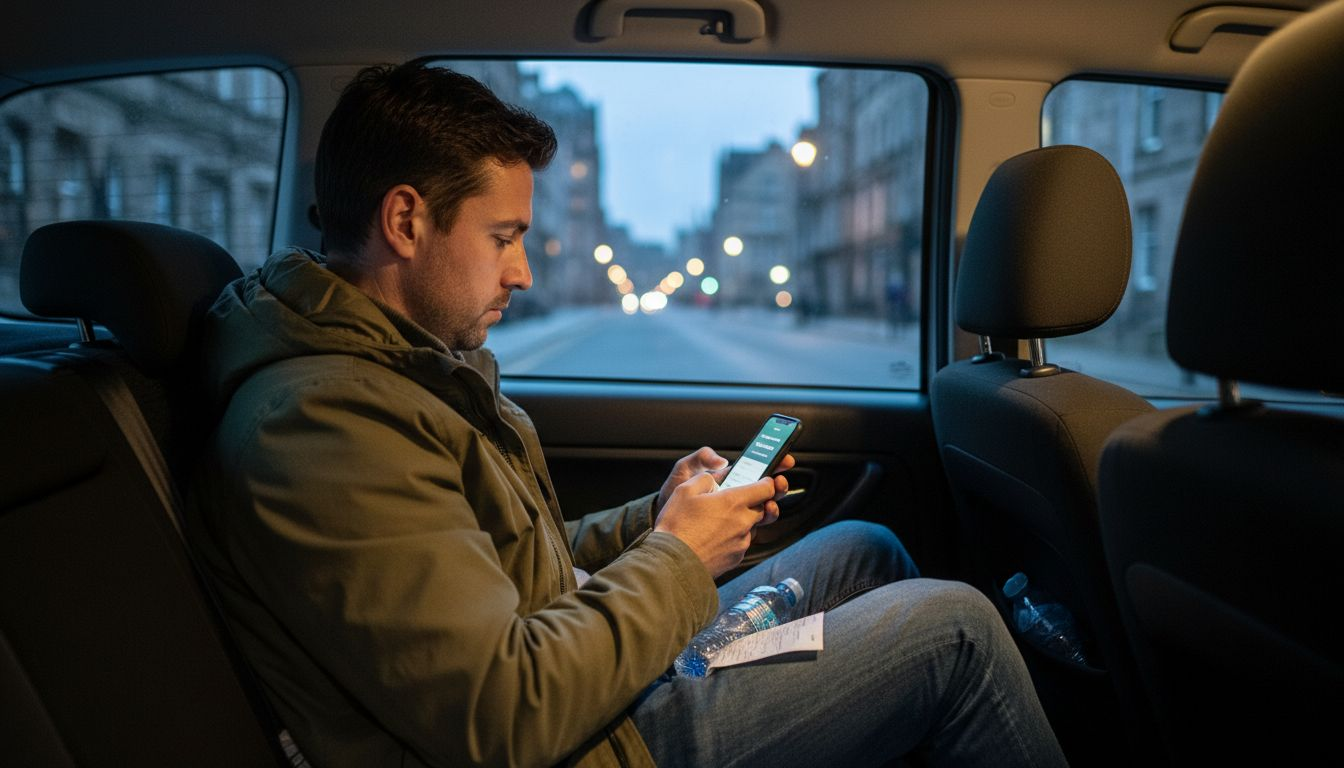Usuario de taxi buscando promociones en la aplicación