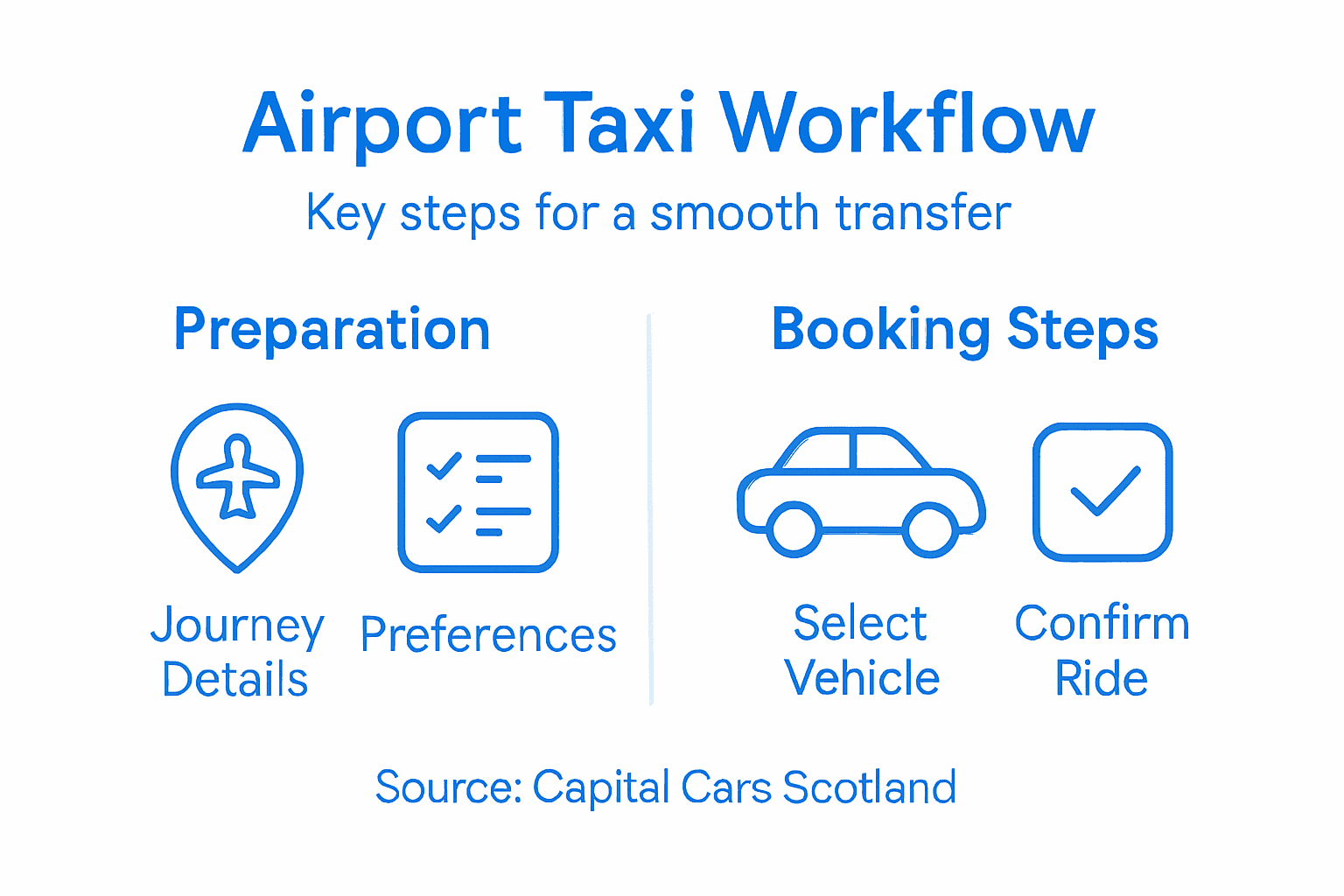 Infographic summarizing airport taxi booking process
