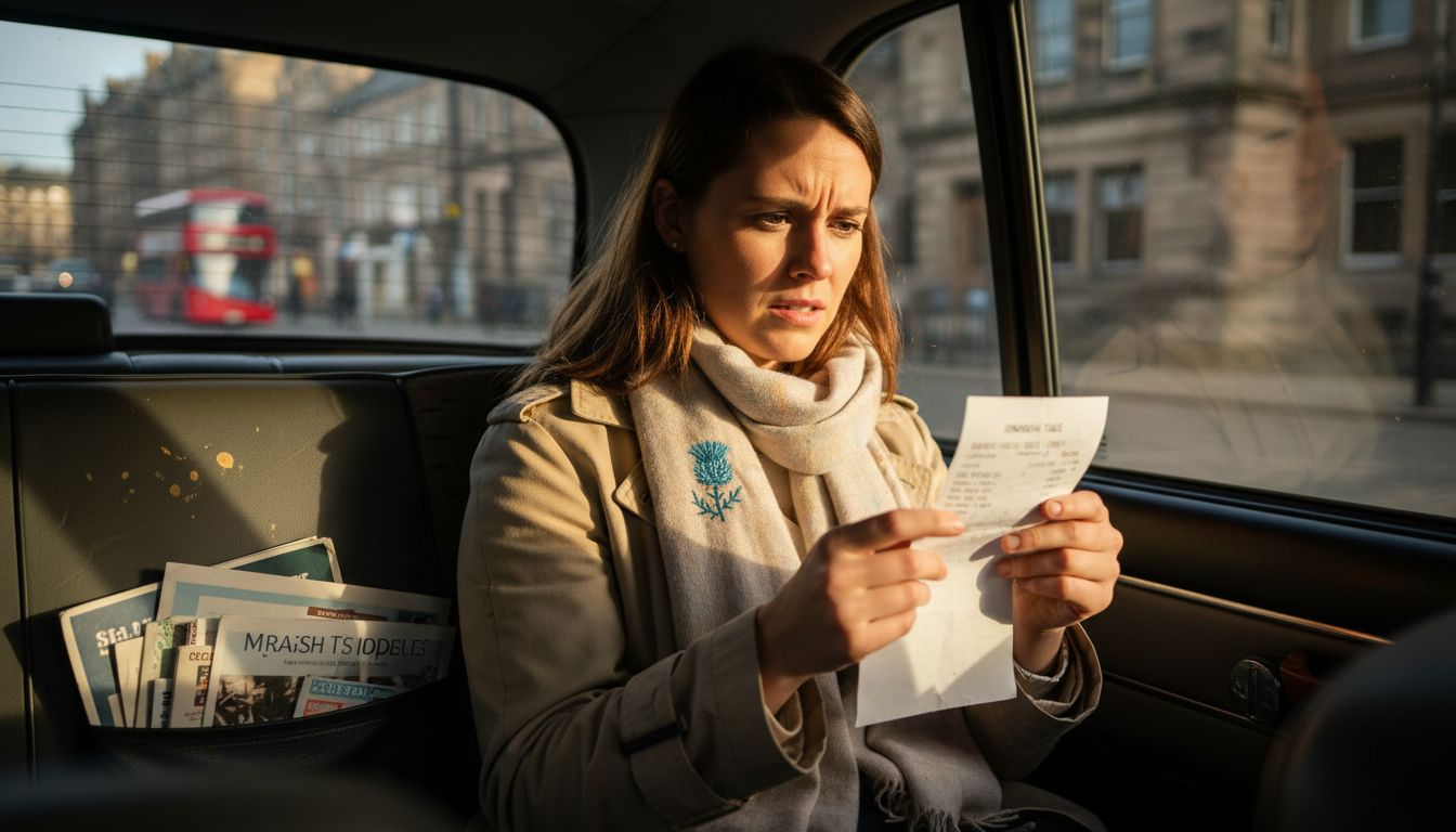 Passenger reviews taxi fare receipt