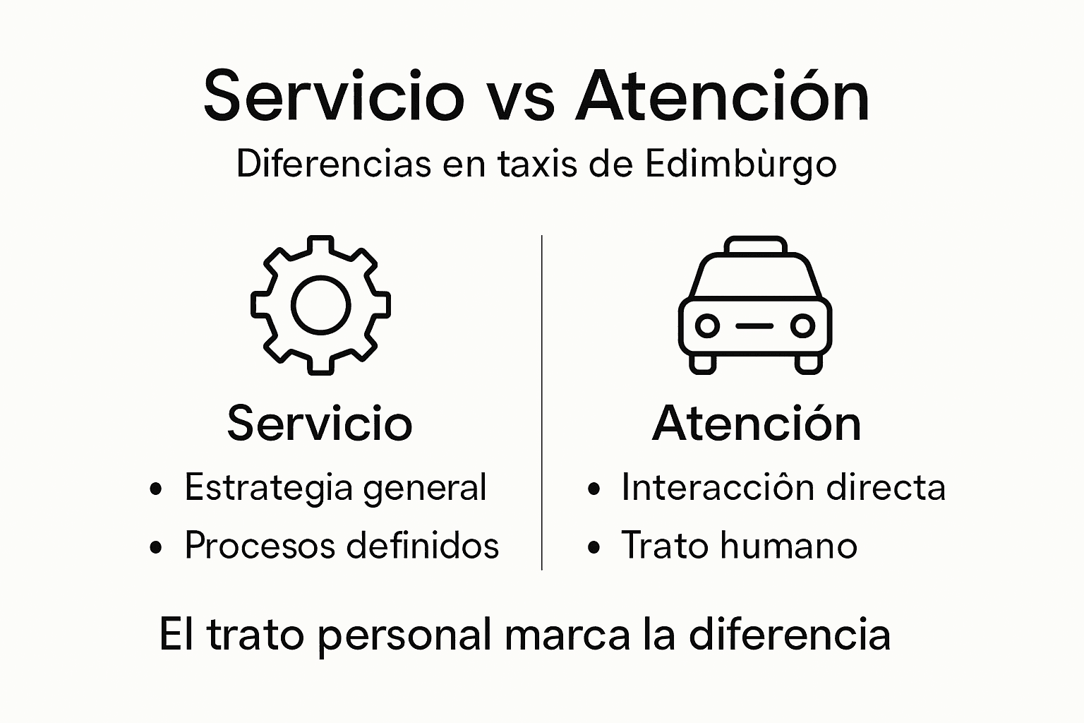 Infografía sobre las diferencias entre el servicio y la atención en los taxis