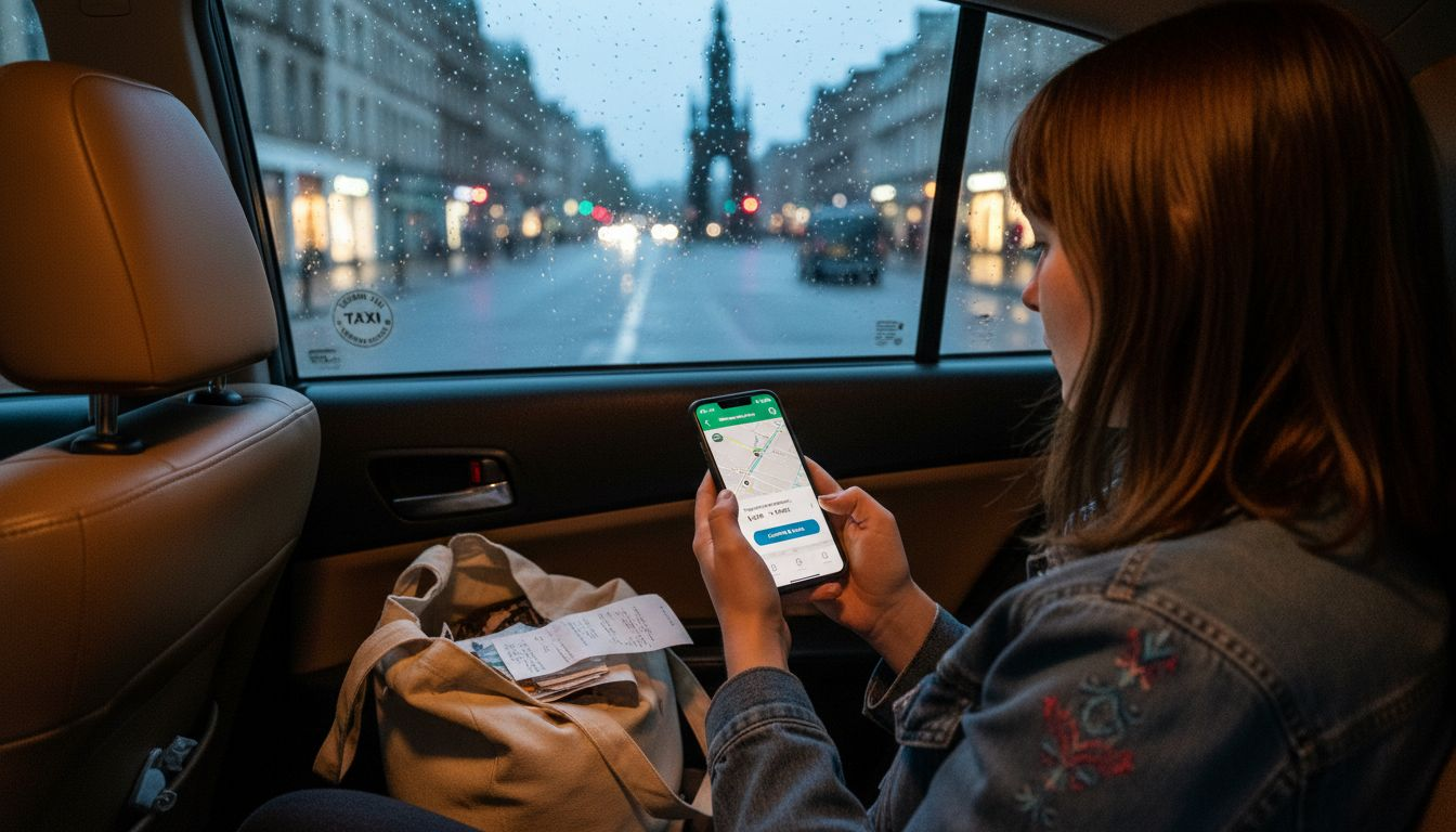 Passenger using AI-driven taxi app