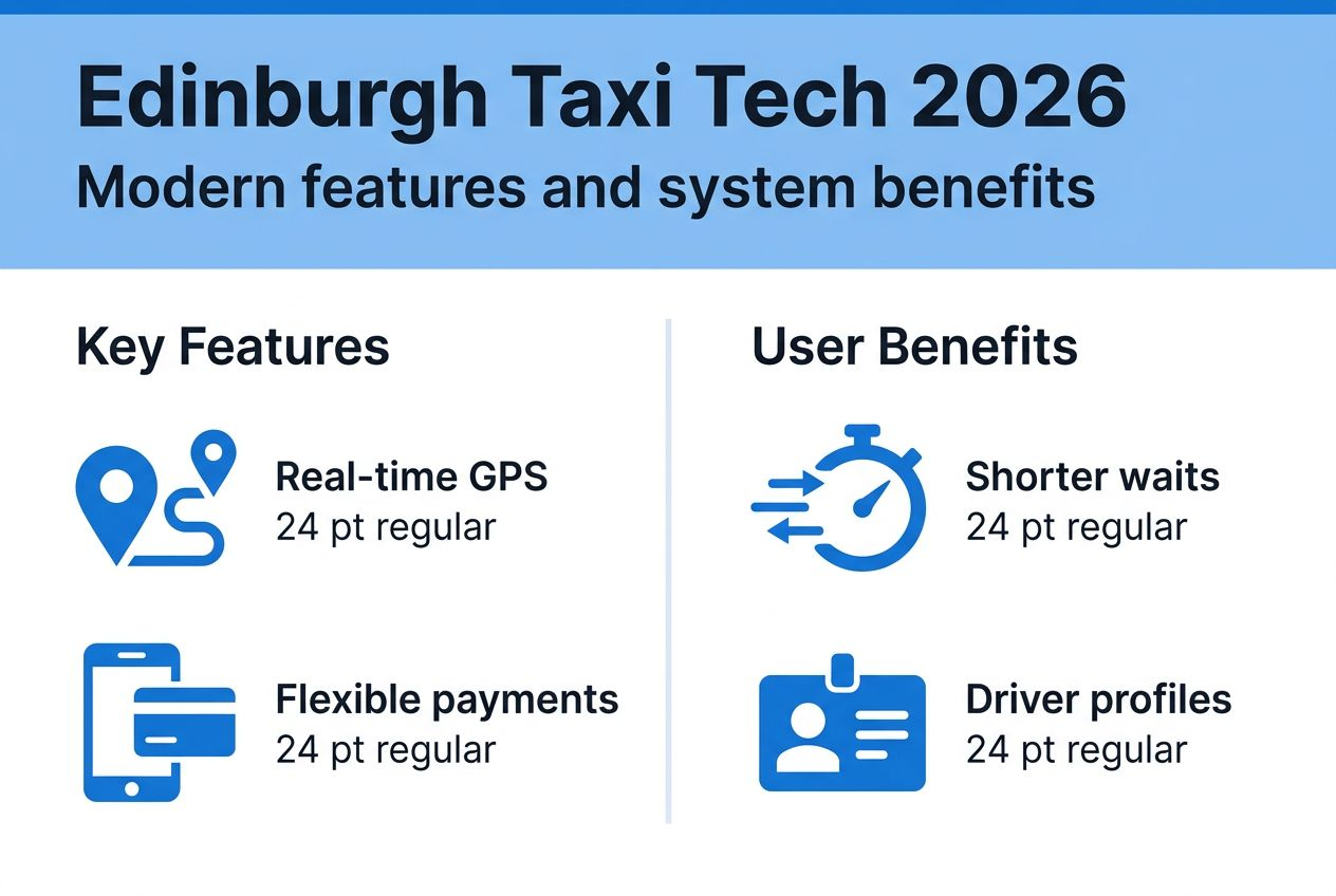 Infographic of main Edinburgh taxi app features and benefits