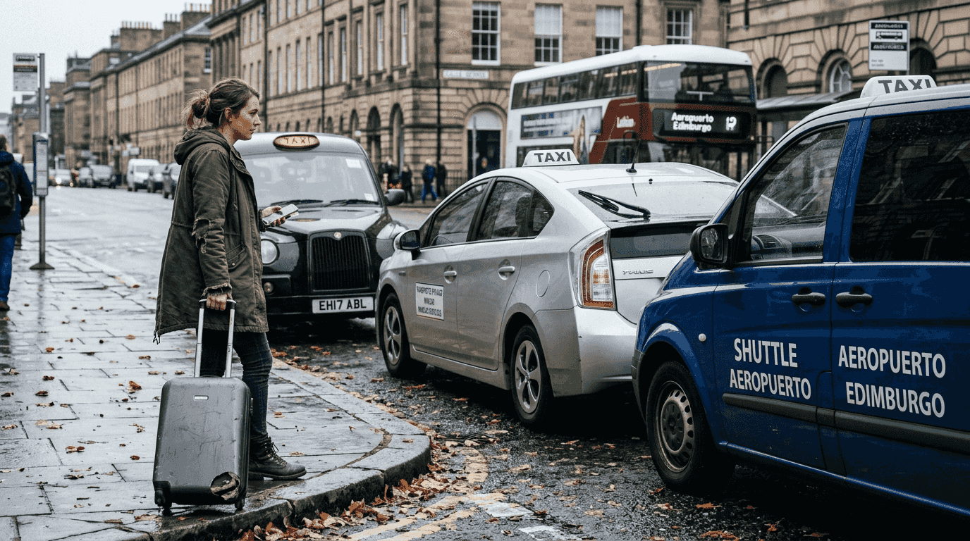 Variedad de taxis en la parada de Edimburgo