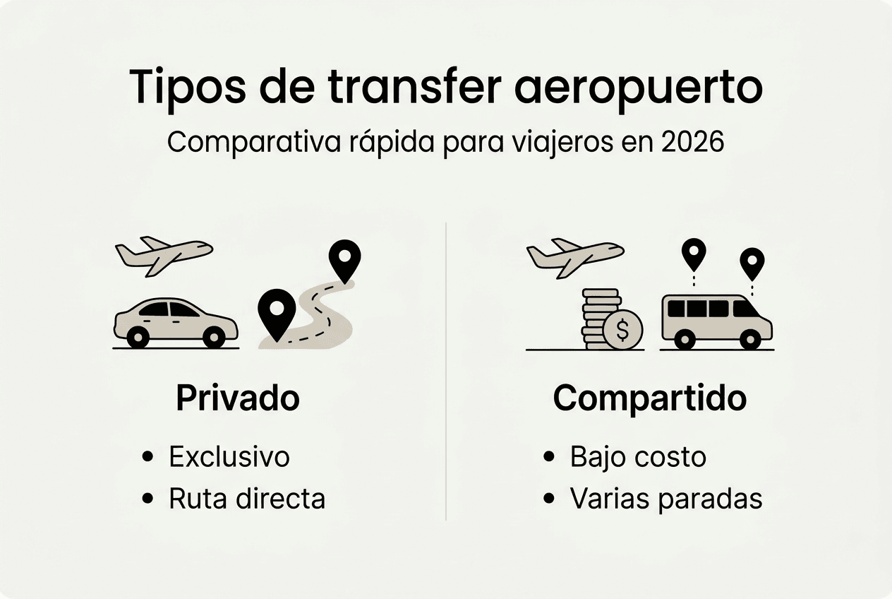 Guía visual sobre las diferentes opciones de traslado al aeropuerto