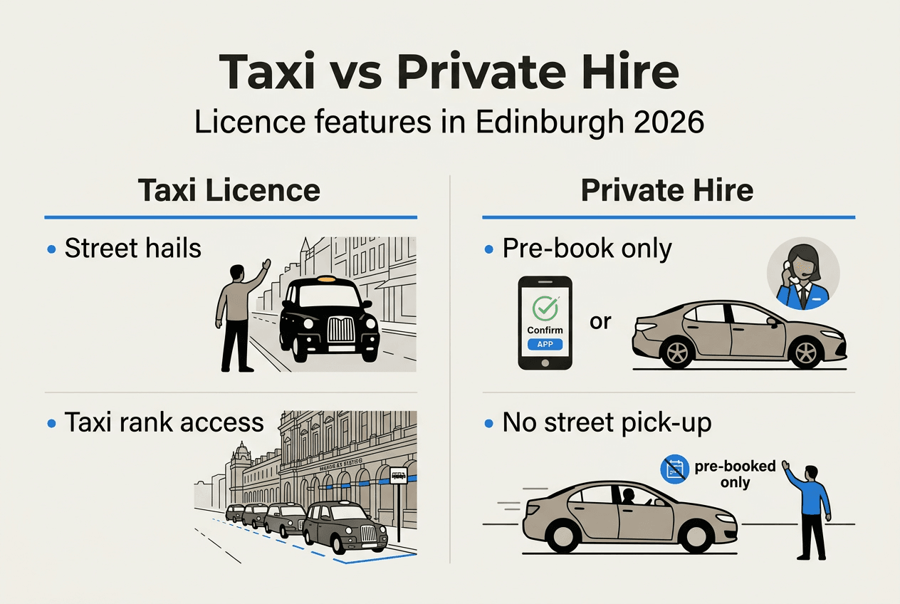 Infographic comparing taxi and private hire licences