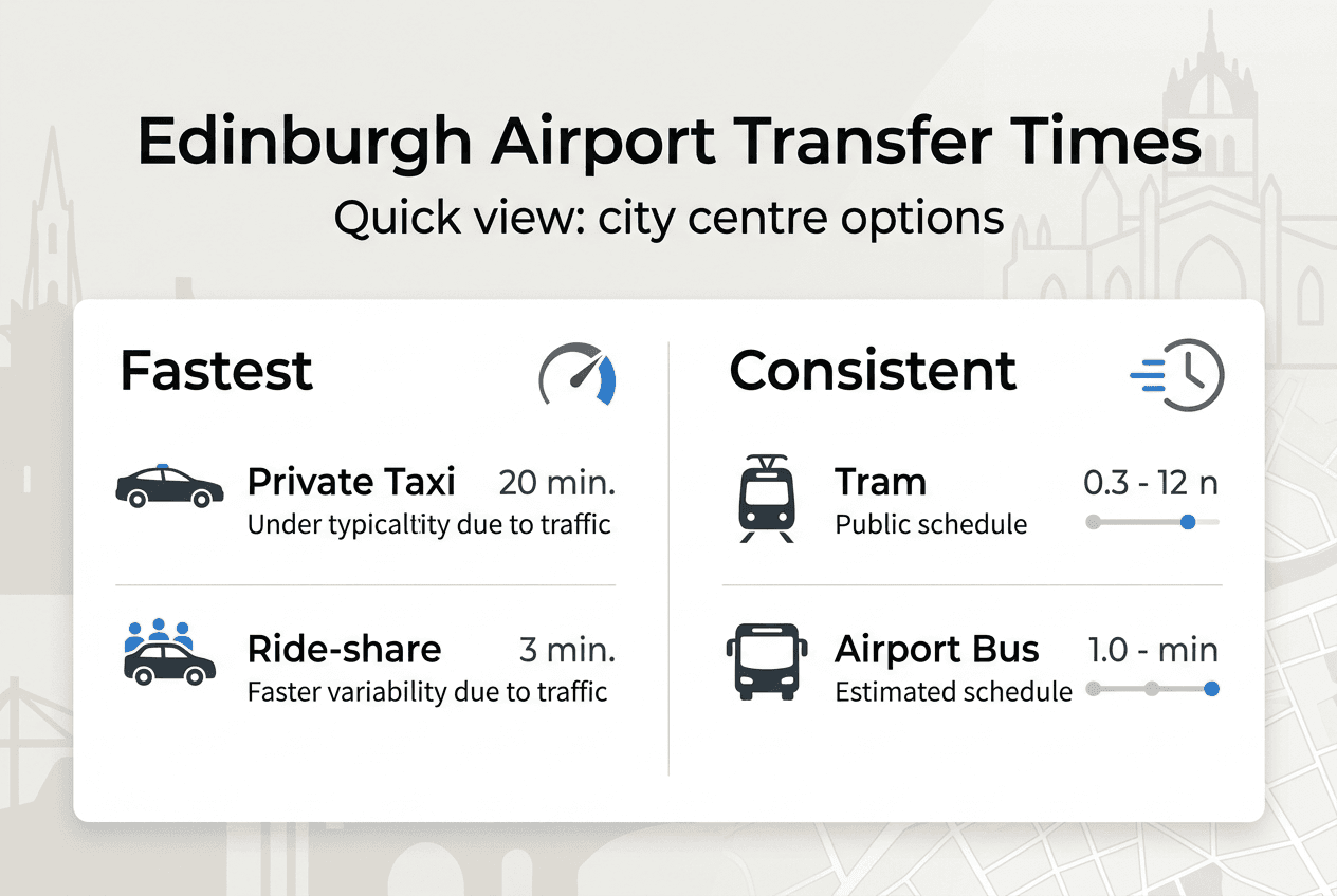 Infographic comparing Edinburgh transfer times