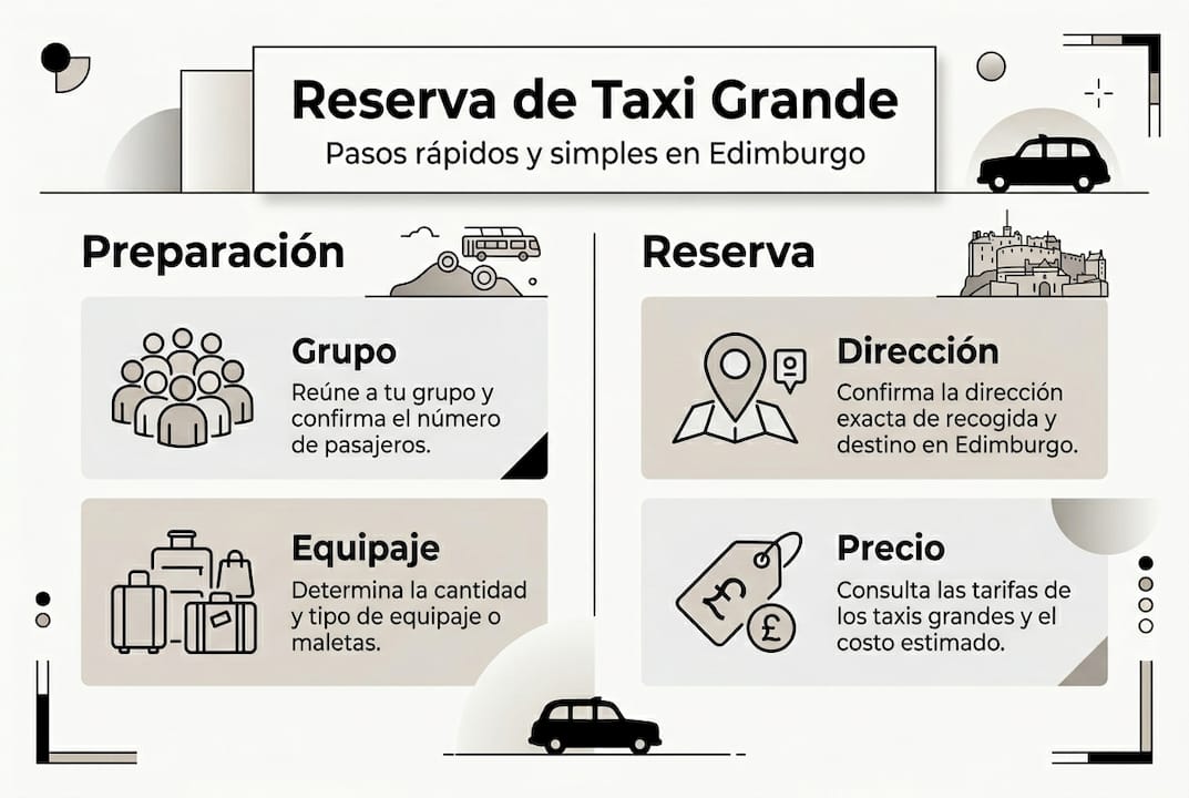 Infografía: cómo reservar un taxi de gran capacidad en Edimburgo