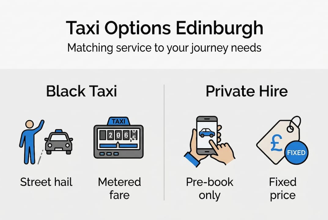 Infographic comparing black taxi and private hire