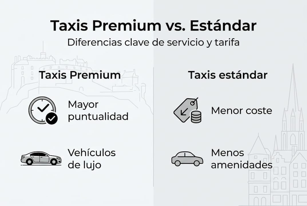 Comparativa visual entre taxis premium y taxis convencionales