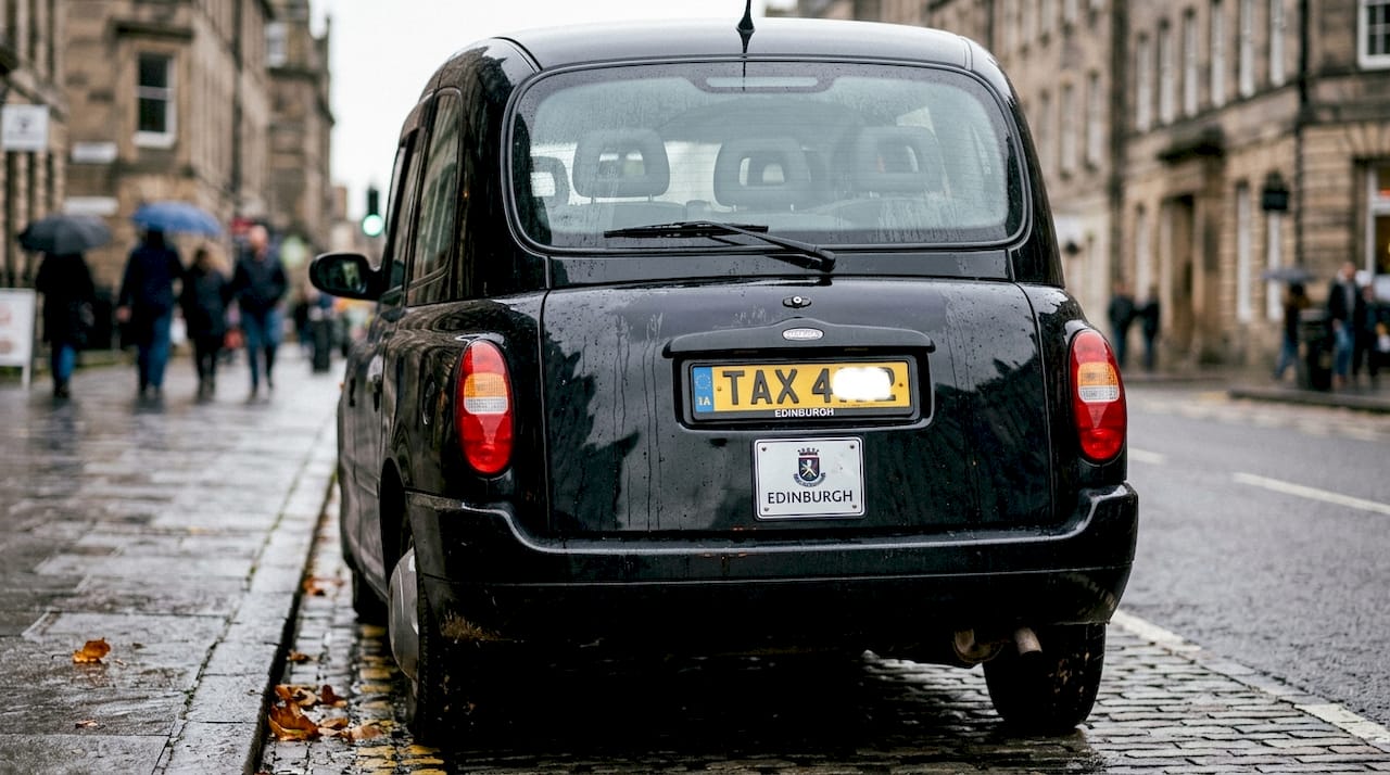 Los taxis en Edimburgo llevan la matrícula claramente visible.
