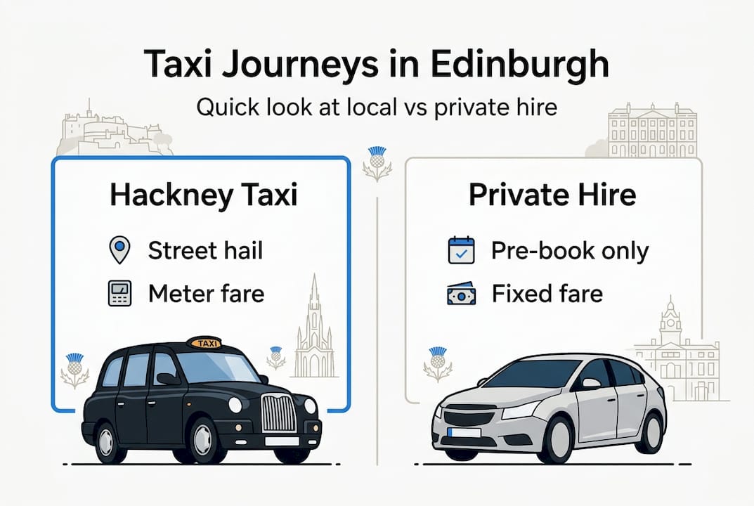 Infographic comparing hackney taxis and private hire
