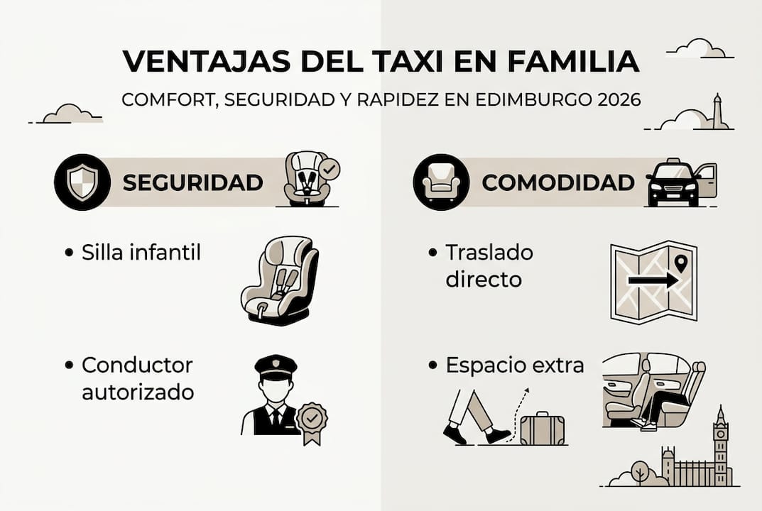 Infografía: razones para elegir el taxi cuando viajas en familia por Edimburgo