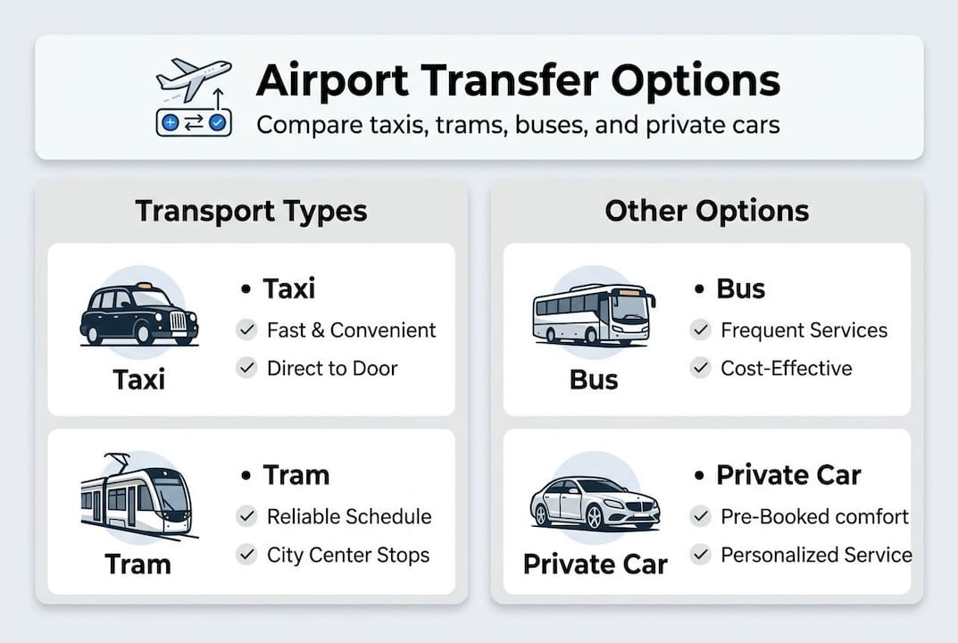 Infographic comparing airport transfer types