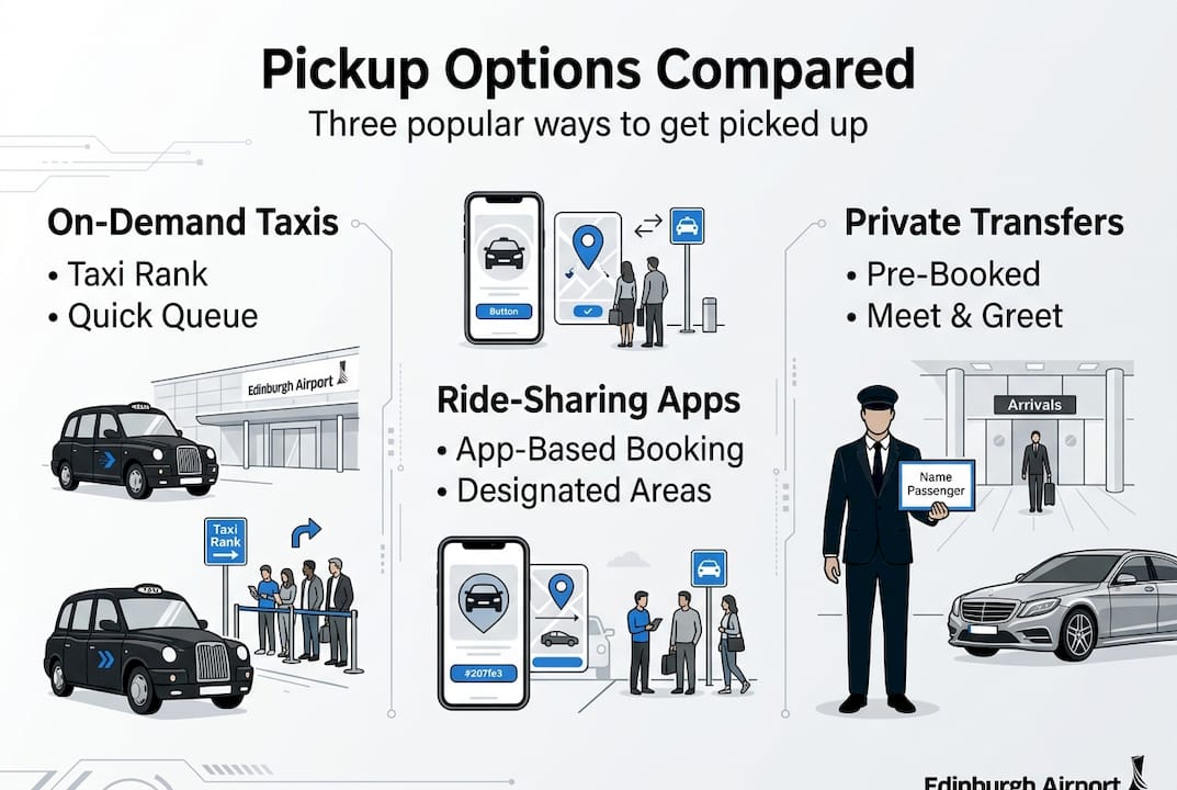 Infographic comparing airport pickup choices