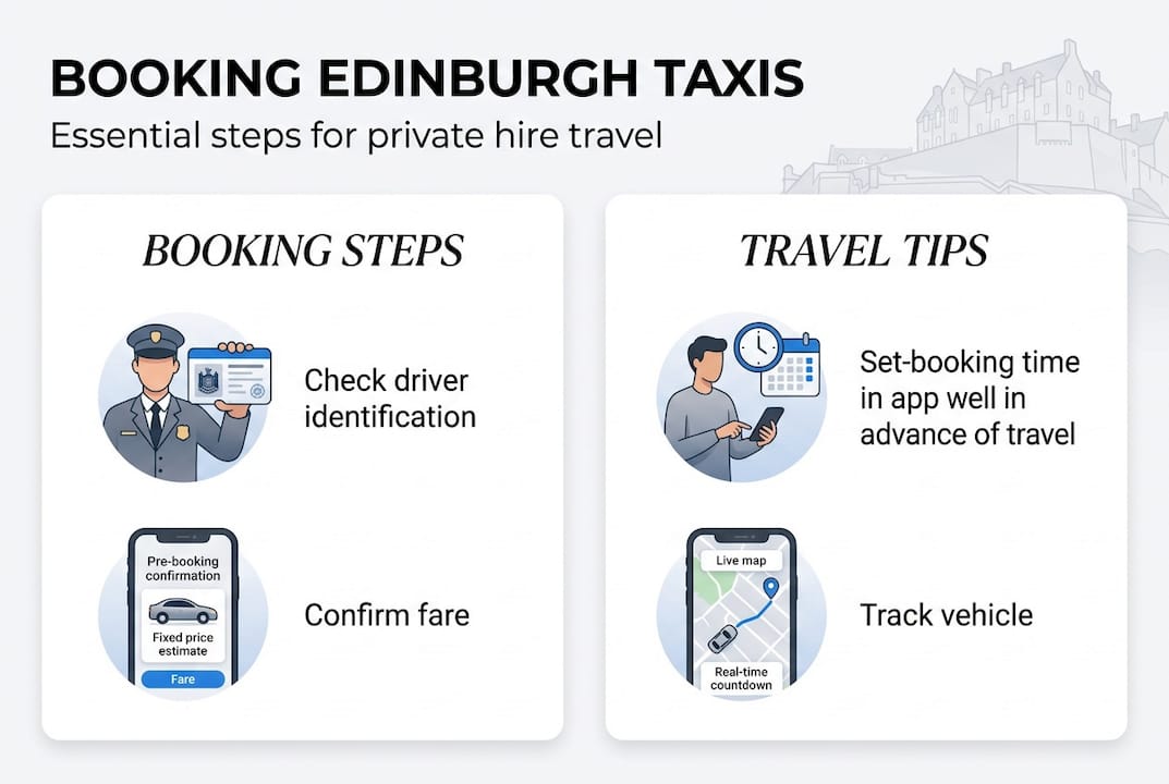 Infographic with booking steps and travel tips