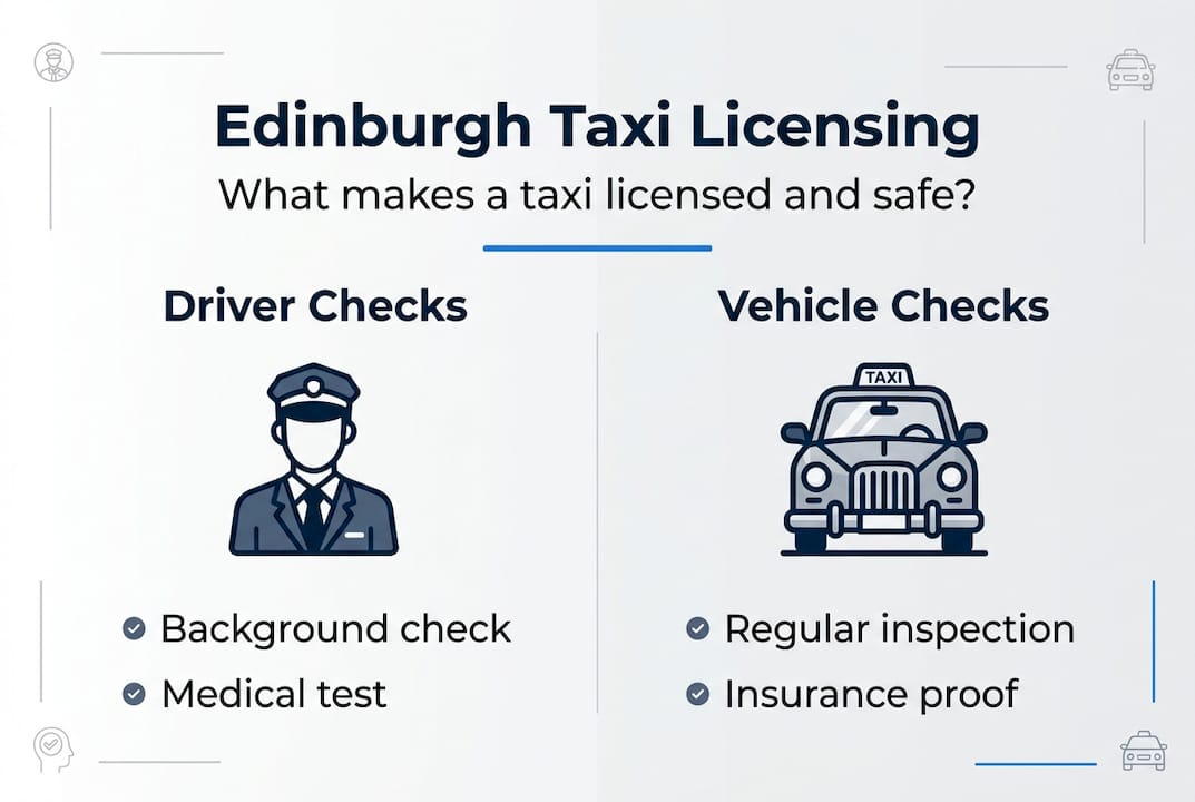 Infographic outlining Edinburgh taxi licensing criteria
