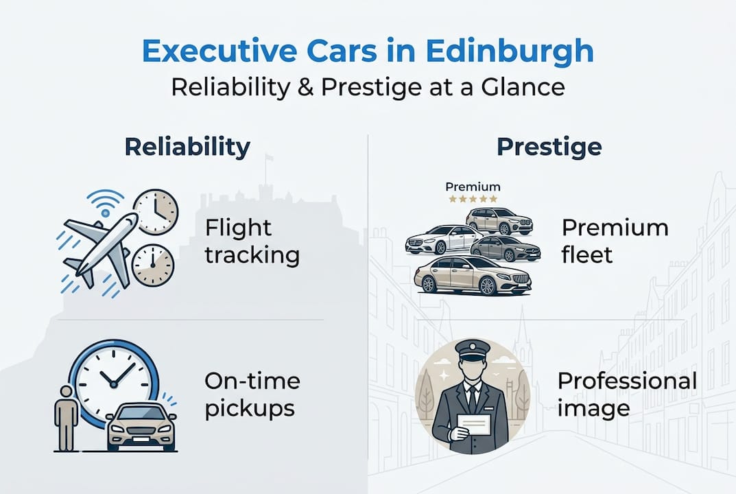 Infographic showing executive car reliability and prestige