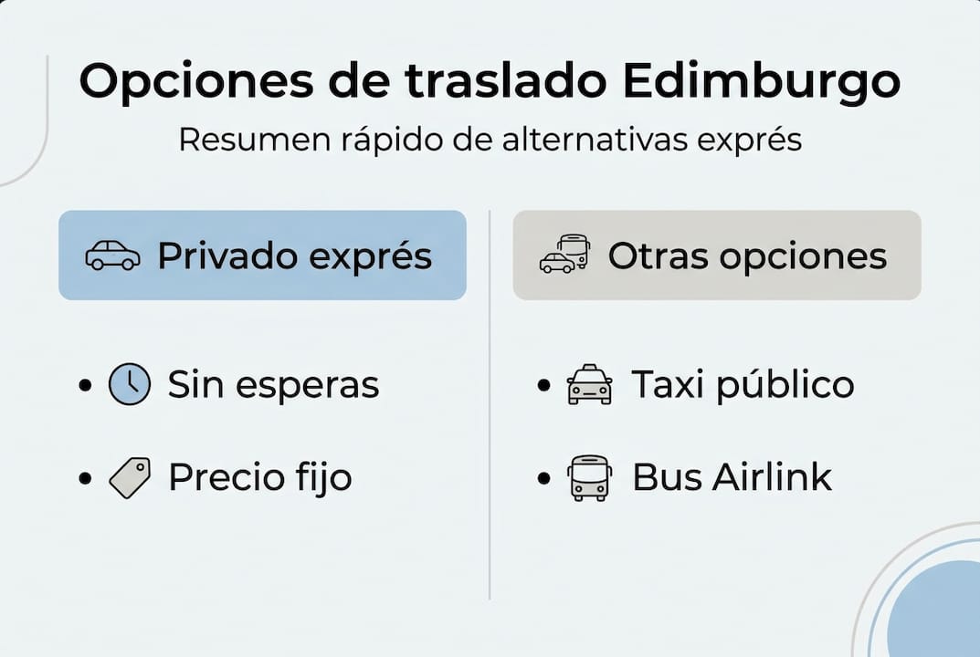 Infografía: diferencias entre traslados rápidos y tradicionales en Edimburgo