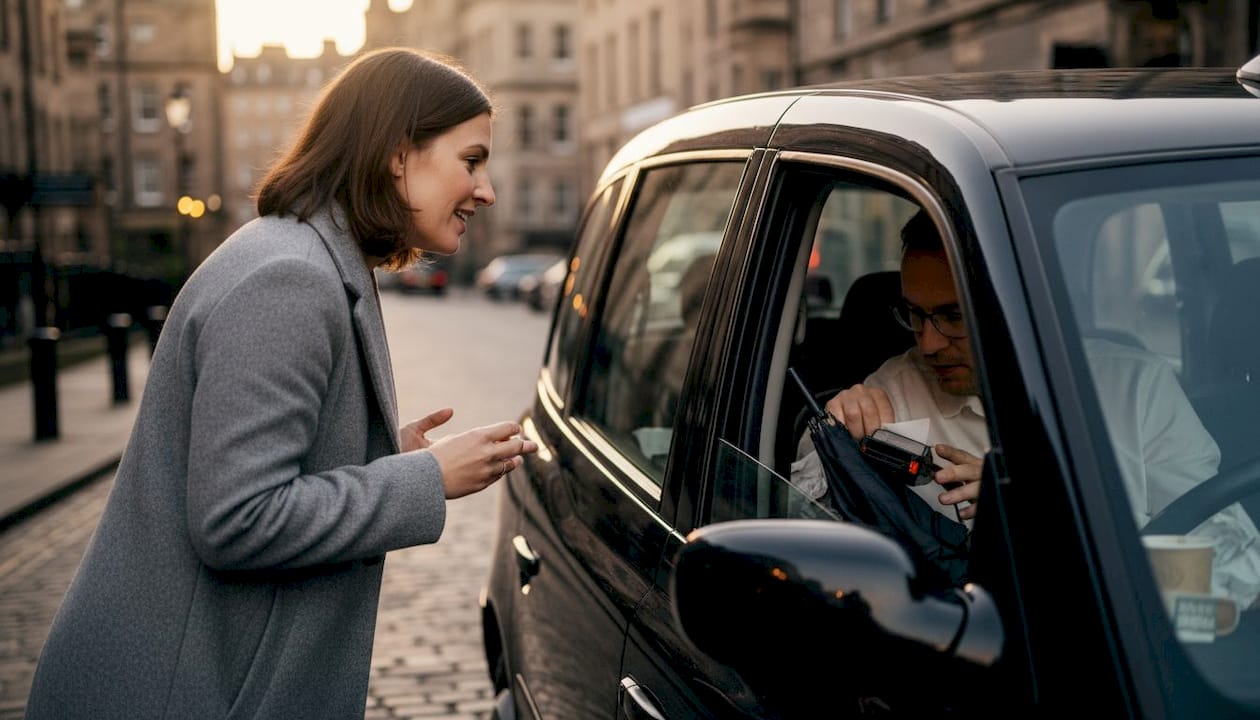 Pasajero solicita al taxista que le entregue el recibo del viaje.