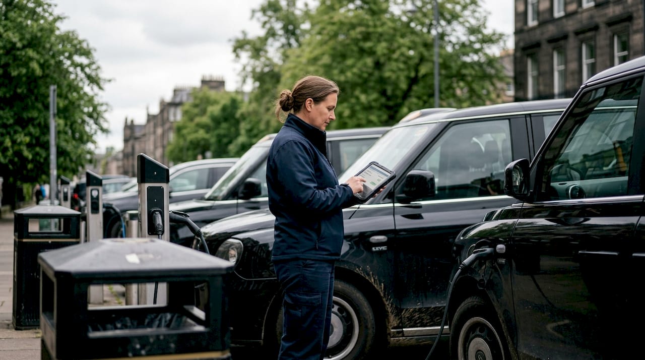 Análisis del estado de la flota de taxis eléctricos durante su recarga en Edimburgo