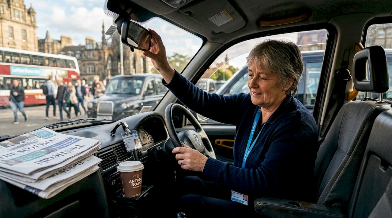Hackney carriage driver at Edinburgh taxi rank