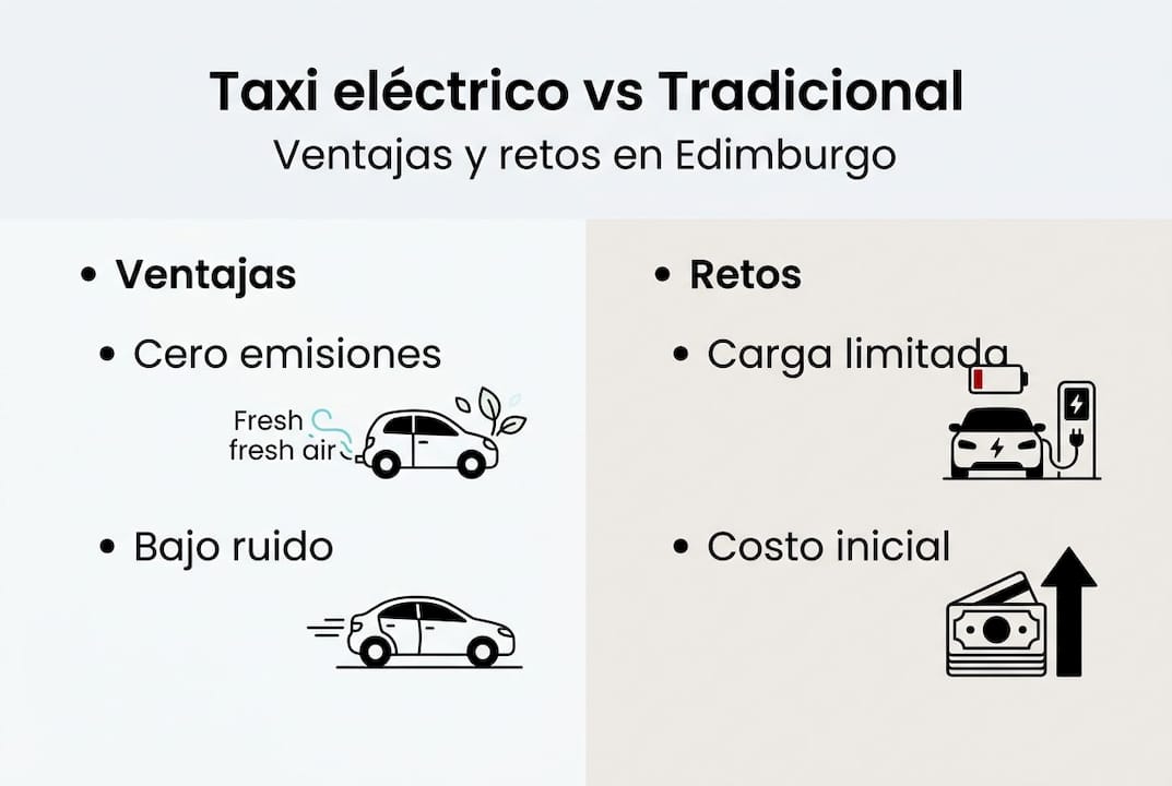 Infografía: principales beneficios y desafíos de los taxis eléctricos en Edimburgo