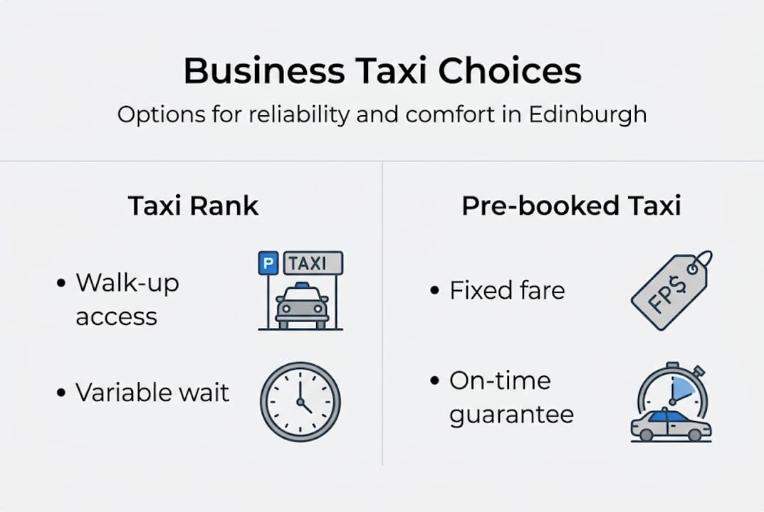 Infographic showing Edinburgh taxi choices for business