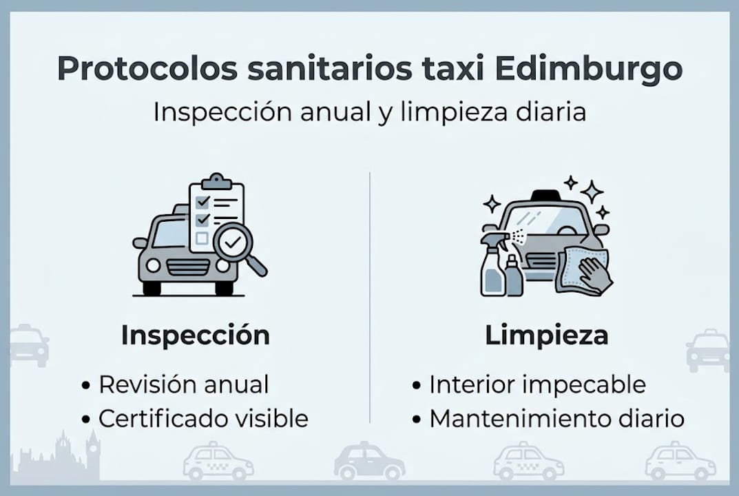 Infografía sobre las medidas de seguridad sanitaria en los taxis de Edimburgo