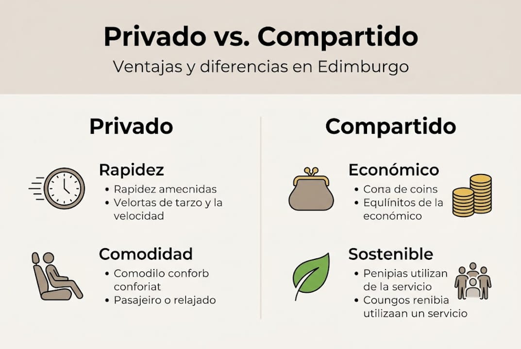Comparativa visual: transporte privado frente a opciones compartidas