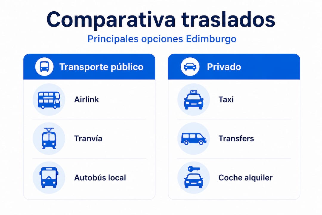 Infografía con las diferentes alternativas para llegar o salir del aeropuerto