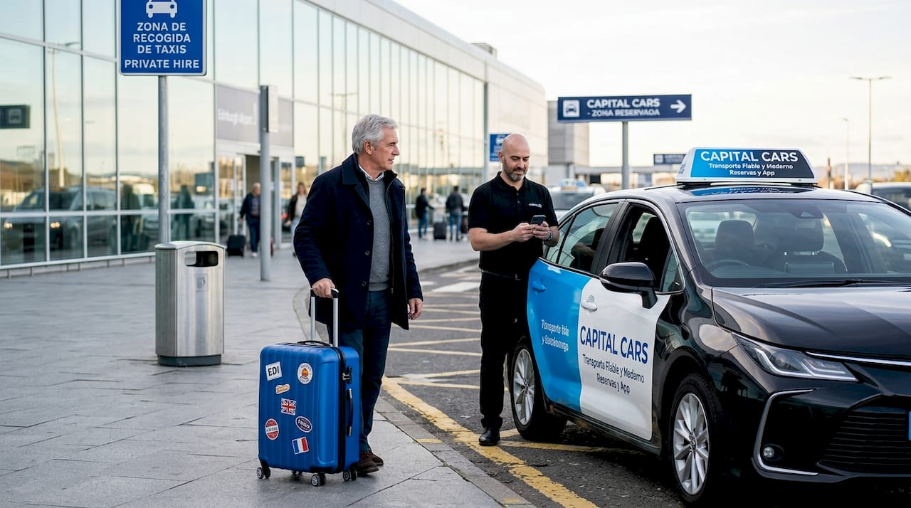 Servicio de recogida de pasajeros en taxi en el aeropuerto de Edimburgo