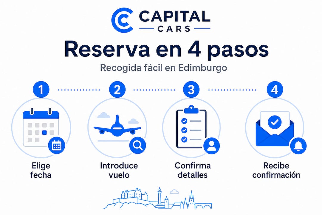 Guía visual con los pasos para solicitar tu servicio de recogida en el aeropuerto