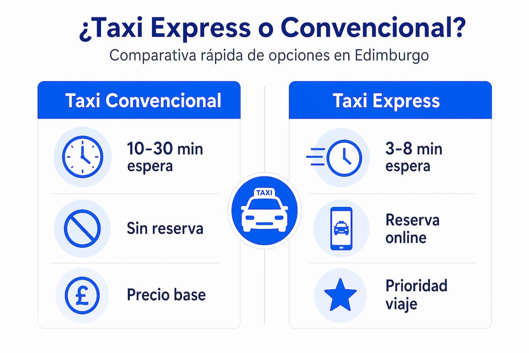 Infografía: ¿En qué se diferencian los taxis express y los taxis tradicionales en Edimburgo?