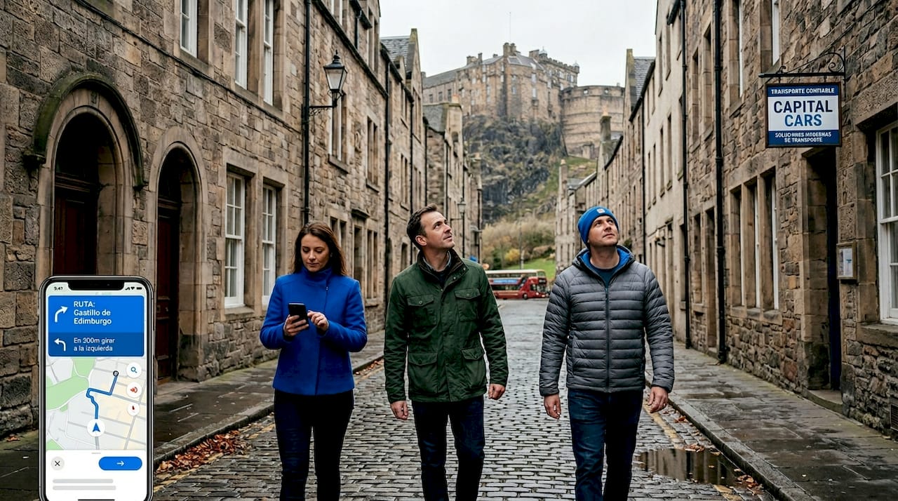 Personas recorriendo Edimburgo a pie