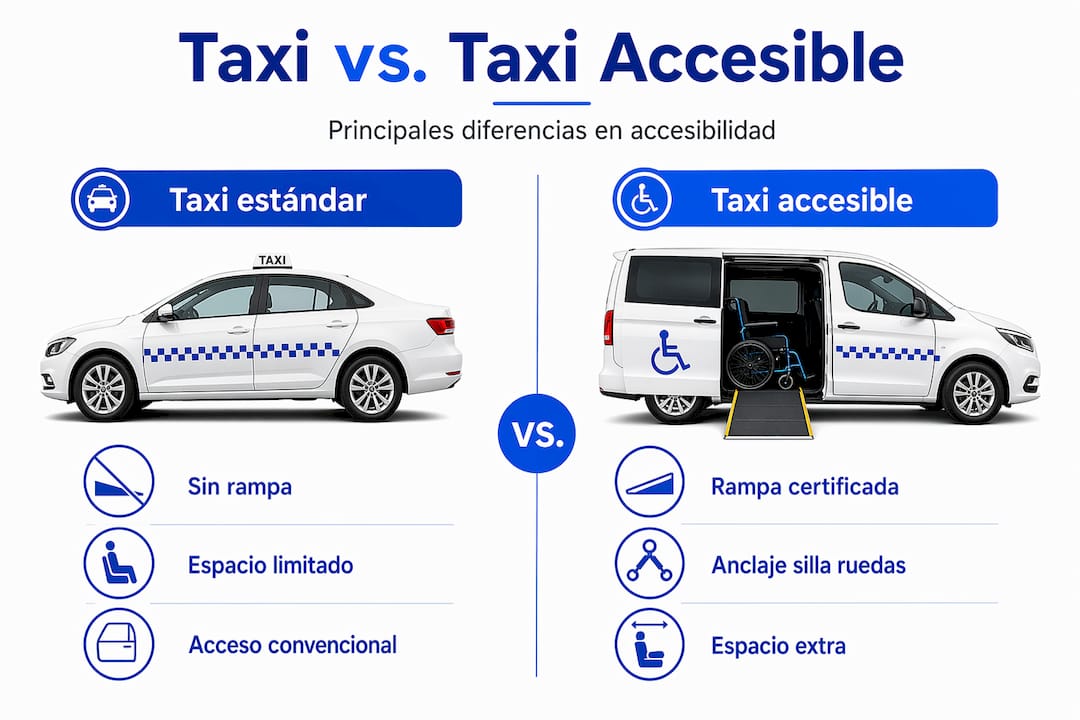 Infografía: diferencias entre taxi convencional y taxi adaptado