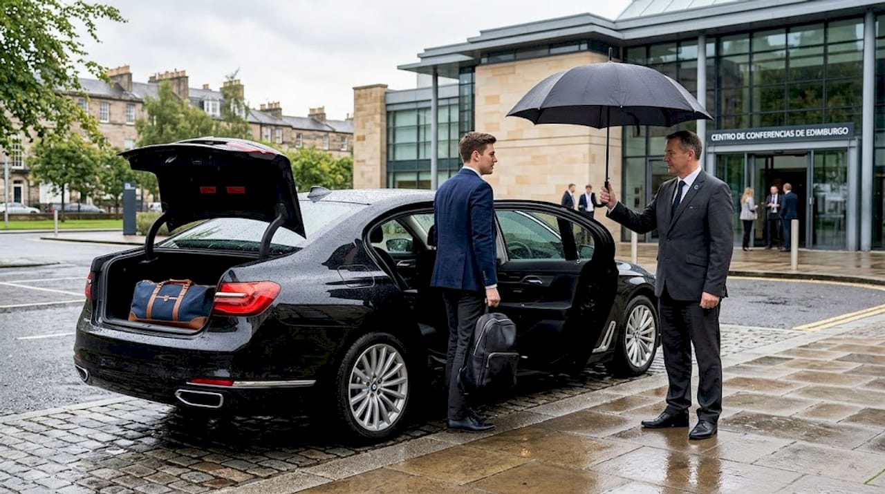 Servicio ejecutivo de traslado en coche privado a la puerta de tu hotel en Glasgow